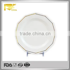 Tableware White Gold Rim Embossed Bulk Custom Ceramic Plates thumbnail-1