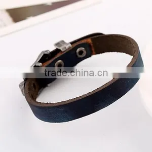 Braided Leather Bracelet Cuff With Metal Snap Closure Adjustable Genuine Leather thumbnail-4