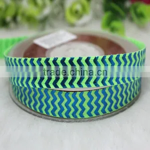 Eco-Friendly Good Quality 5/8" Turquoise Chevron Foil Printed Foe thumbnail-2