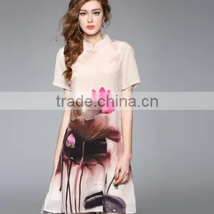 2016 Summer New Silk Dress Designer With Western Style thumbnail-1