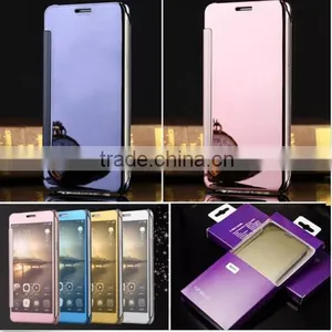 2016 Hot Selling Window View Electroplating Mirror pc pu Flip Case Cover for Samsung Galaxy S7/s7 Edge thumbnail-2