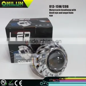 Newest U13 For Motorcycle Angel Halo Eye Led Projector Headlights thumbnail-2