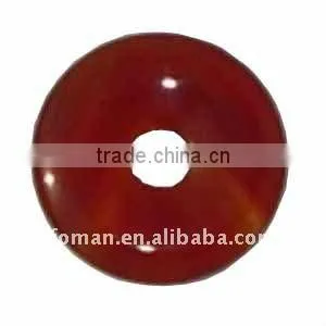 40mm Round Red Agate Donut Pendant Necklace thumbnail-1