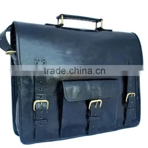 Formal Black Pure Goat Leather Bags Handcrafted Office Bags for Men thumbnail-4