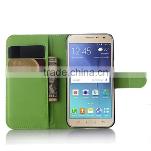 Factory Price Lichee Leather Pouch Wallet Case Folio Stand Cover for Samsung GALAXY J3 thumbnail-2