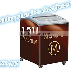 Top Open Sliding Glass Door Chest Freezer, Display Chest Freezer thumbnail-1