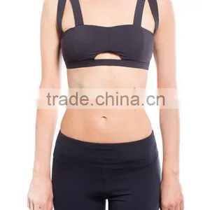 Compression Athletic Cut Out Sports Bra Fitness Crop Top thumbnail-1