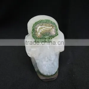Hot Sale Natural Crystal Delicated Amethyst Skull With Geode All by Hand Carved thumbnail-2