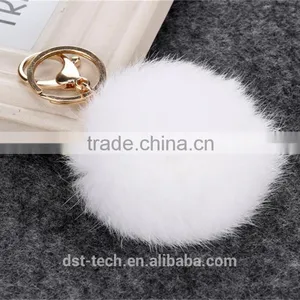 2017 New Trinket Keychain Pompons Rabbit Fur Fluffy Pom Pom Key Chains for Cars Keyrings thumbnail-6