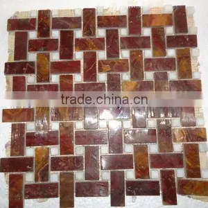 UNIQUE DESIGNS CUSTOM MADE MULTI RED ONYX MOSAIC TILES COLLECTIONS thumbnail-4