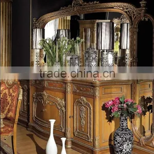 European Antique Wooden Hand Carving Four Doors Mirror Sideboard thumbnail-1