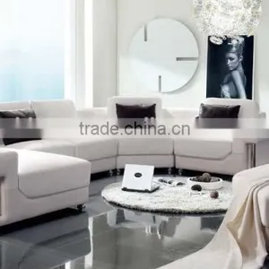 Genuine Leather U Shape Modern Living Room Sofa With Ottoman thumbnail-1