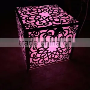 Stainless Steel Frame Square Table With LED Light for Wedding Party thumbnail-1