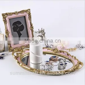 Fashion Antique Resin Oval Jewelry Mirror Tray thumbnail-2