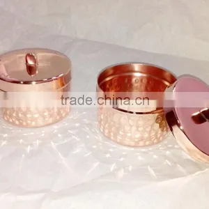 100% PURE COPPER HAMMERED FINISH CANDLE JAR, FANCY COPPER CANDLE CONTAINER thumbnail-4