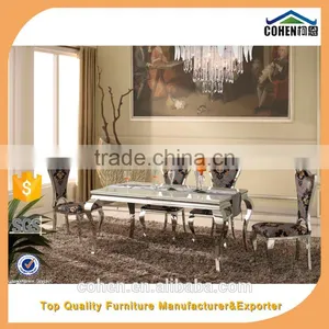 Simple Design Restaurant Luxury Dining Table Set With Stainless Steel Marble Top thumbnail-1