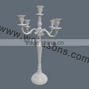White Finish Aluminum Polish Five Arms Candelabra thumbnail-1