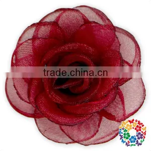 Cheap Wholesale Navy Transparent Gauze Decorative Big Rose Flower thumbnail-3