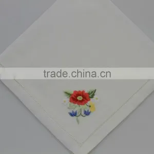 Luxurious 100% Cotton Embroidered Table Napkins With Hemstitch, Set of 6, Various Designs thumbnail-5