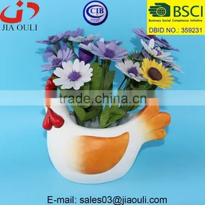 Beautiful EASTER Decorations Ceramic Rooster Figurines, Animal Planter Pot thumbnail-2