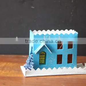 Turquoise Blue Vintage Putz Christmas House thumbnail-2