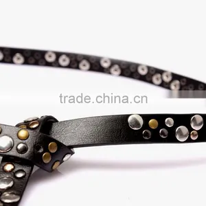 Wholesale Rivet Decorated Sex Women Lady Thin PU Waist Belt thumbnail-1
