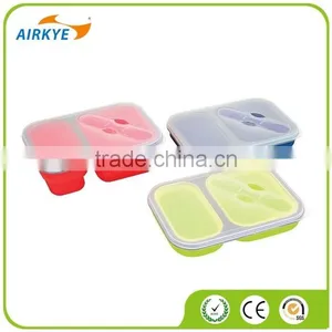 The Three Compartment Eco Silicone Collapsible Lunch Box thumbnail-4