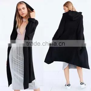 Cozy Hooded Open Longline Sweater Coat Oversized Fit Women's Winter Long Mature Coat Latest Design thumbnail-1