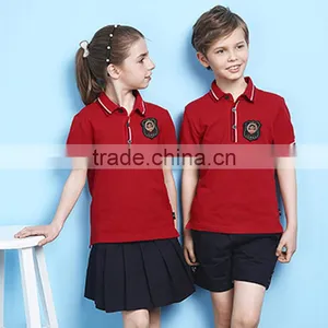 Custom Unisex Summer Red Color Polo School Uniform Shirt thumbnail-6