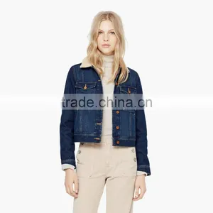 High Quality Girls Denim Winter Jacket Women Customize Your Own Overcoat thumbnail-1