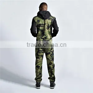 PA0019A Wholesale Camo Printed Adult Onesie With Black Sleeves and Pocket thumbnail-2