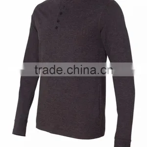Bella+Canvas Men's Jersey Long Sleeve Henley Tee - 100% Combed and Ring-spun Cotton and Comes With Your Printed Logo thumbnail-4