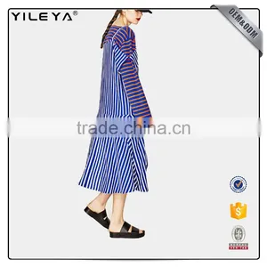 2016 Fashion Halter off Shoulder A-line Stripe Dress Woman Dress thumbnail-3