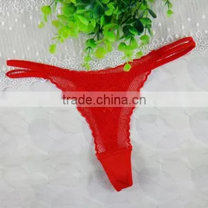 Lace Cotton Hip-hugger Sexy T-back Skinny Hollow Transparent Thong thumbnail-3