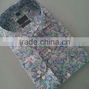 Light Blue Floral Cut Away Collar Mens Dress Shirt thumbnail-2