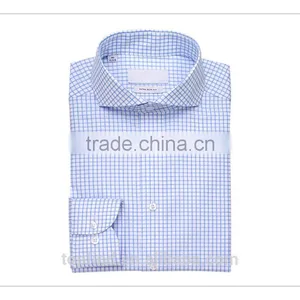 Quality Light Blue Small Check Men Office Shirts thumbnail-1