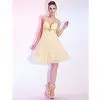 A-line Halter V-neck Knee-length Chiffon Cocktail Dress Wedding Guests Dresses thumbnail-1