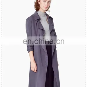 Wholesale OEM Winter Clothes Long Sleeve Coat Modal-blend Women Long Trench Coat thumbnail-2