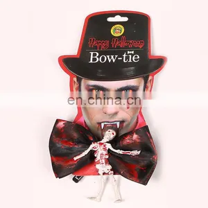 Halloween Vampire Costume Silk Bow Tie With Skeleton thumbnail-1