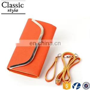 CR Fully Stocked Cheap Fancy a Casual Shoulder pu Surface Inlaid Iron Border With Long Belt Black Envelope Purse Silicon Bag thumbnail-6