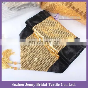 TR039D German Velvet Fabric Polyester Table Runner for Round Tables thumbnail-2