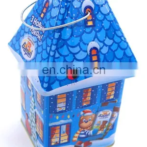 Christmas House Shape Metal Food Storage Gift Containers Box thumbnail-3
