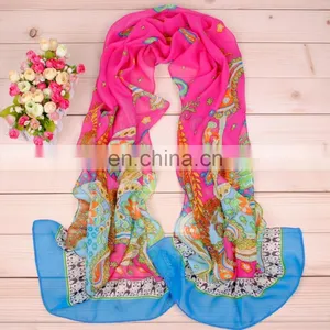 Wholesale Cheap Price Chiffon Scarf Flower Printed Scarf thumbnail-2