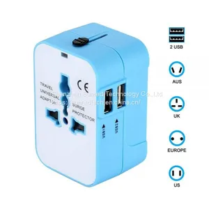 2018 Coorporate Gift Universal Travel Adapter With US UK EU AUS Plug Adaptor ,2.1A Dual USB Port thumbnail-1