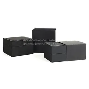 Wholesale Elegant Rectangle Small Black Leather Custom Luxury Watch Packaging Box Gift Box With Custom Logo on Sale thumbnail-3