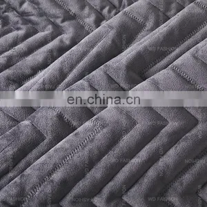 Hotel Bedding King Luxury Coverlet Comforter Set Yarn Dyed Grey Euro Sham Velvet Bedding thumbnail-6