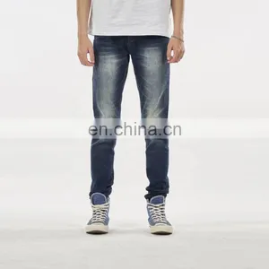 DiZNEW SLIM FIT MEN'S JEANS PANTS CRUSH JEANS FOR MEN DARK BLUE thumbnail-2