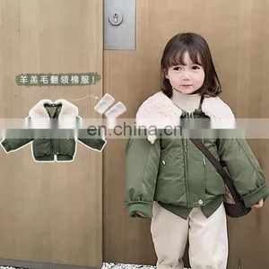 6042 Baby Clothes Girls Lamb Wool Turndown Collar Down Coat Jacket thumbnail-2