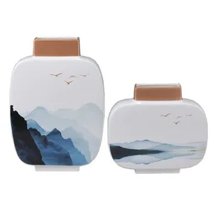 New Chinese Buddhist Mood Zen Landscape White Ceramic Vase For Home Decor thumbnail-4