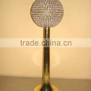 Crystal Ball Centerpiece Wedding Gold Candelabra, Gold Wedding Candle Holder thumbnail-1